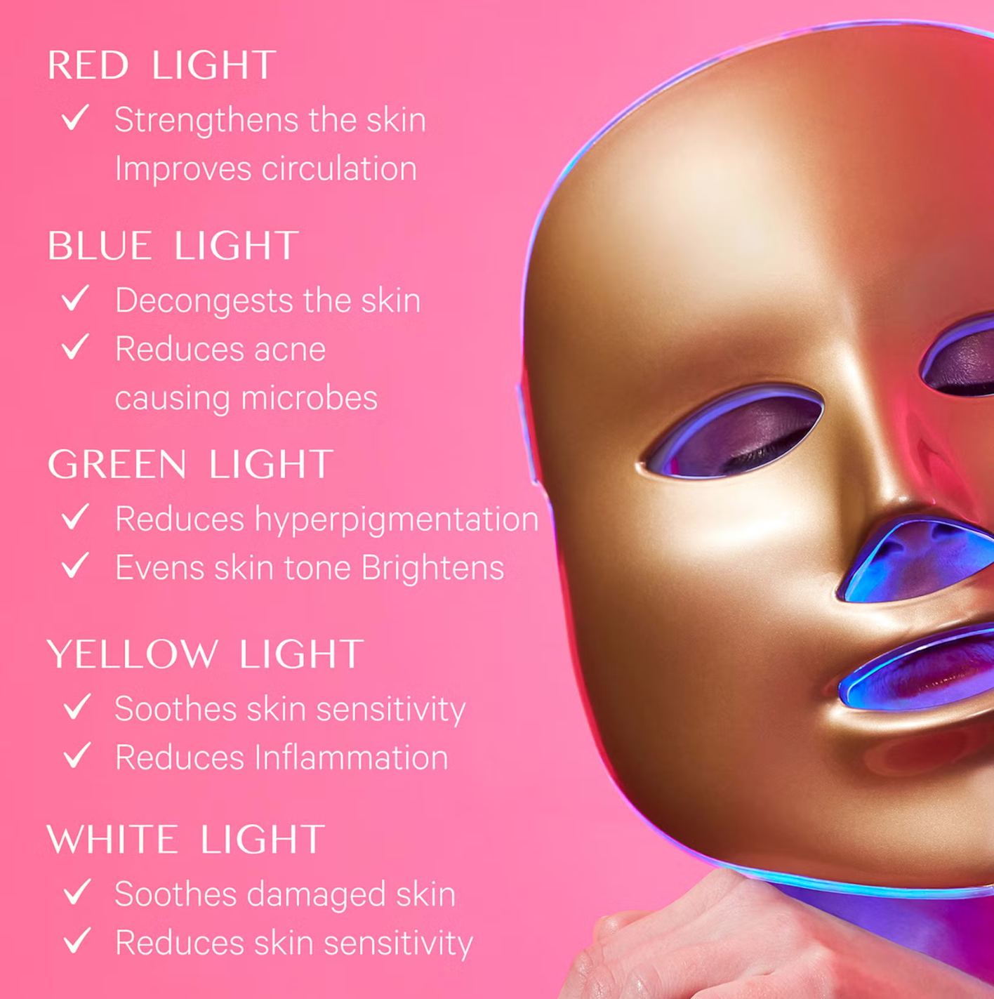 7 Color LED Facial And Neck Mask Microcurrent PDT Photon Face Wrinkle